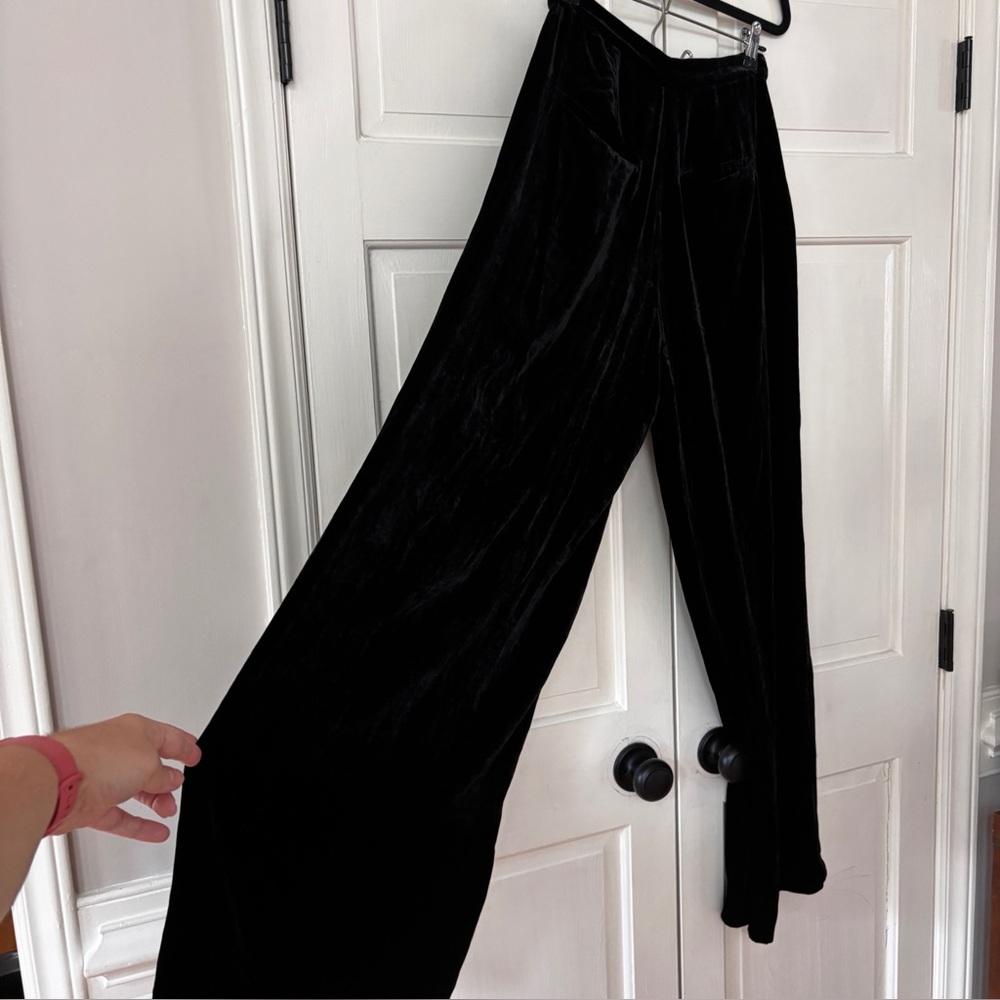 Ulla Johnson Rhett Wide Leg‎ Velvet Trouser Noir Black Size 4 Pleated Pants Work - Picture 8 of 11